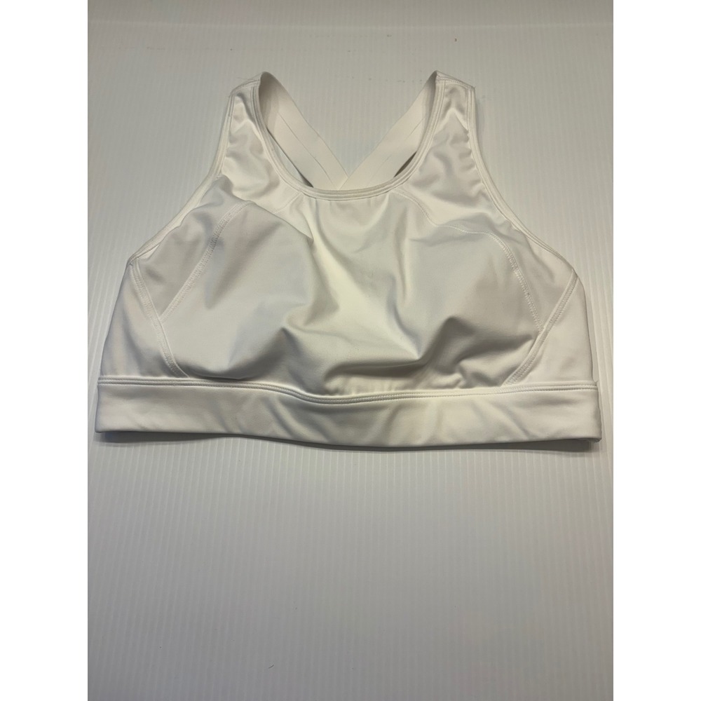 Athleta Rise Up Sports Bra Women M White High Impact Racerback 531118 Activewear